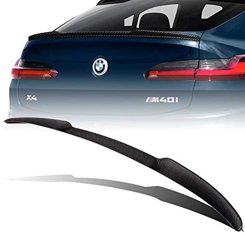 Real Carbon Fiber Rear Trunk Lid Spoiler Wing Compatible with 2018 2019 2020 2021 BMW X4 G02 Sedan 4-Door (V-Style)