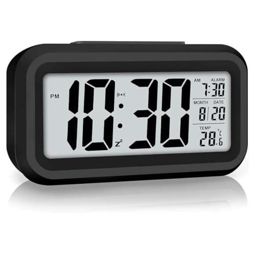 AERYS Digital Alarm Clock with Automatic Sensor, Date and Temperature Display, Compact Desk Table Clock for Students, Home, Office, Bedroom, Living Room,Home Decor, Corporate Use (Black Digital)