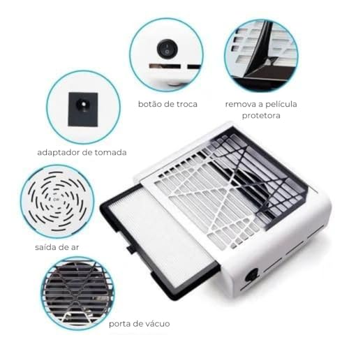 Coletor De Pó Para Unhas Aspirador Sugador Unha Tips Acrigel Fibra Grelha Manicure Gel Profissional