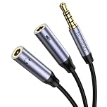 MOSWAG 3.5mm TRRS Headphone Mic Splitter Adapter, 2-Port, Compatible with Laptops, Smartphones, Tablets, Gaming Consoles, PC