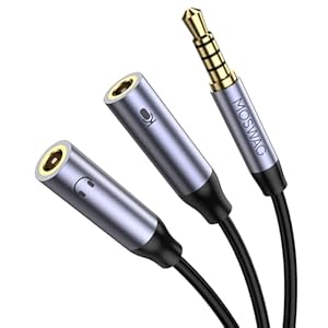 MOSWAG 3.5mm Kopfhörer Mikrofon Splitter Adapter