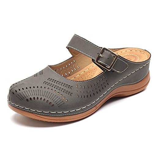 gracosy Mules Donna Zoccoli Pantofole in Pelle Estate Loafer Gomma Spiaggia Sandali Svuotare Piatto Scarpe Slip-On Backless Antiskid Mary Jane Boemo