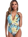 Diseño sexy: este traje de baño de una pieza tiene un diseño elegante, tirantes ajustables en el cuello y la espalda, y un diseño sexy con cuello en V y espalda abierta, que está lleno de encanto. Los diseños de cintura alta y hueca a ambos lados de la cintura te hacen lucir más delgada y encantadora, mostrando a la perfección la hermosa figura de la mujer.