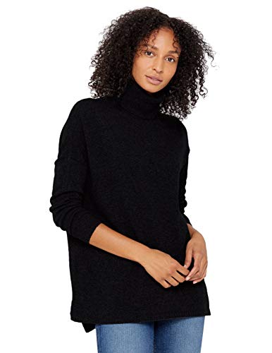 State Cashmere Oversized Turtleneck Tunic Sweater 100% Pure Cashmere Long Sleeve Pullover for Women (Small, Black)