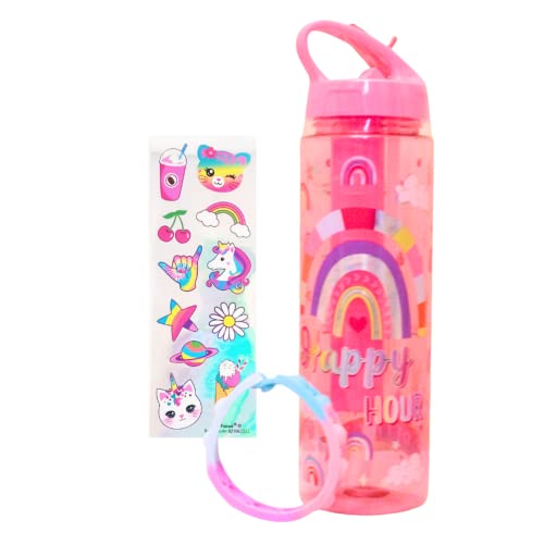 Daily Kids Sports Motivational Water Bottle With Time Marker For Girls– Ice Cube Stick Tube Inside - Leak Proof Cap With Handle Lid And Straw – Rainbow Theme For School And Travel – 22 Ounce (Rainbow) #TOP9