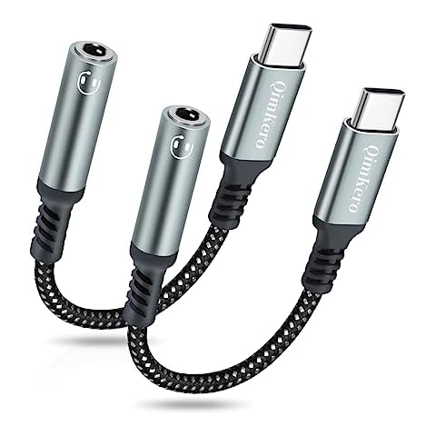 QimKero USB Type C to 3.5mm Female Headphone Jack Adapter, (2 Pack) USB C to Aux Audio Dongle Cable Cord Compatible for iPhone 16 Pro Max/15/15 Pro/15 Plus/15 Pro Max, iPad Pro Samsung GalaxyS23/S22 Cover