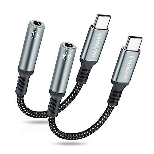 QimKero USB Type C to 3.5mm Female Headphone Jack Adapter,(2 Pack) USB C to Aux Audio Dongle Cable Cord Compatible for iPhone 17 Pro Max/17 Pro, 16/15 Pro Max, 16/15 Pro iPad Pro Samsung GalaxyS23/S22 by QimKero - Used condition - US$2.91