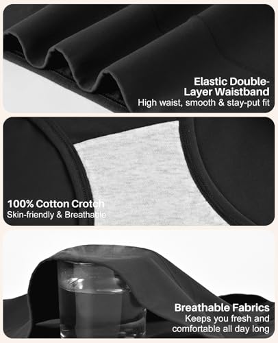 Image of Sunm Boutique Combed Cotton Underwear for Women, High Waisted Soft Briefs | Full Coverage Breathable Stretch Comfy Ladies Panties for Sensitive Skin Postpartum Yoga Work Everyday Wear