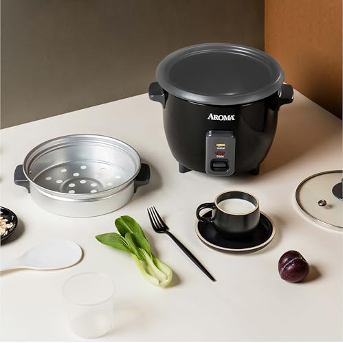 Aroma Housewares ARC-363-1NGB 3 Uncooked/6 Cups Cooked Rice Cooker, Steamer, Multicooker, 2-6 cups, Black by AROMA - Used condition - Image 8