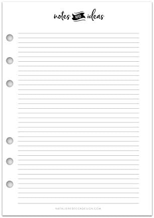 A5 Planner Size Notes Inserts, Paper Refills for Filofax, Carpe Diem, Kikki K, 5.8"x8.3" (Notebook Not Included)