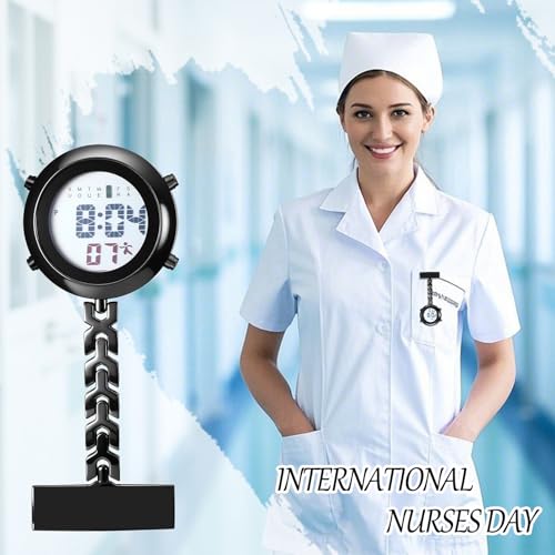 Image of JewelryWe Men Women Digital Clip Watch Mini Microlight Backpack Buckle Belt fob Watches for Rock Climbing Doctors Nurses Chefs for Mother's Day