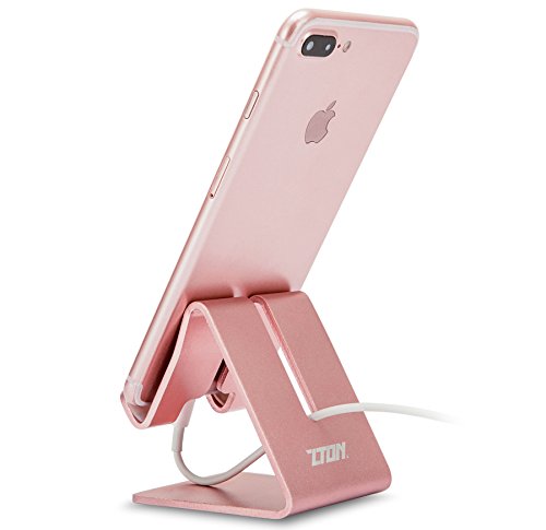 Cell Phone Stand, ZTON Aluminum Metal Tablet Stand, Mobile Phone Holder for iPhone iPad Samsung for Desk Table Bedroom Kitchen (Rose Gold)