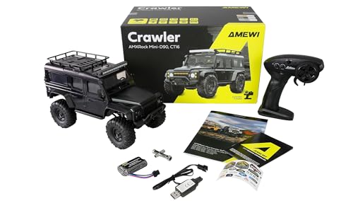 Amewi AMXRock Mini-D90 Scale Crawler 4WD 1:16 RTR schwarz inkl. Fernsteuerung, Akku, Ladekabel