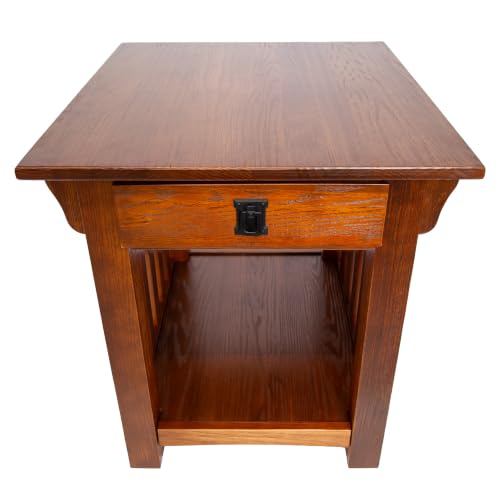Image of Leick Home Mission End Table, 22 inch, Medium Oak