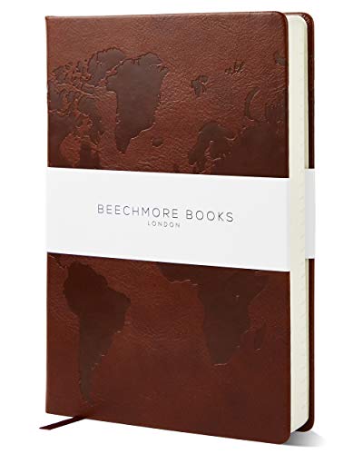 Beechmore Books Travel Planner, Brown | Vegan Leather Hardcover With Thick 120Gsm Lined Paper | Travel Checklists & 8 Trip Sections | Gift Box | For Gap Year Travelers, Honeymoon & Holidays #TOP10
