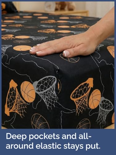 Image of Kids Twin Halloween Hoops Bed Sheets - 3 Piece Halloween Hoops Sheet Set