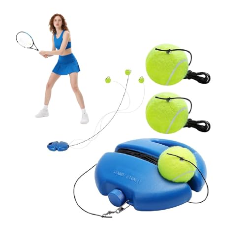 APOMOONS Pelota de tenis con cuerda para entrenamiento, 2 pelotas de rebote, herramienta de entrenamiento para practicar tenis al aire libre