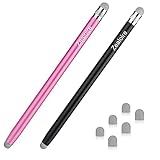 Stylus Pens for Touch Screens (2 Pcs), Zealoire Capacitive Stylus 2 in 1 Fiber Tips for iPad iPhone Tablets Samsung Galaxy All Universal Touch Screen Devices - Black/Rose Gold