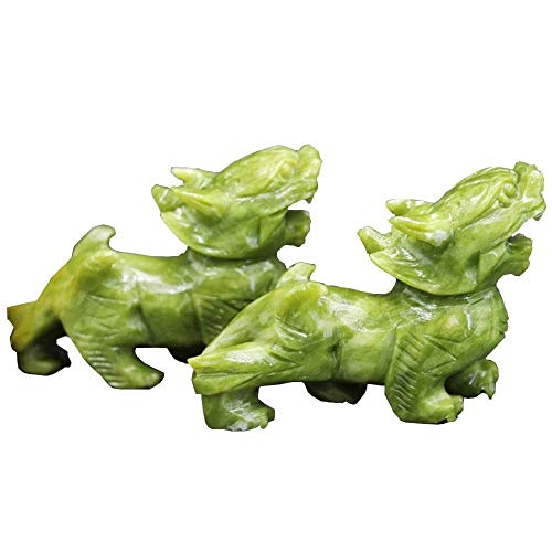 Pi Xiu en Jade Vert Naturel statuette Feng Shui artisanale haut de gamme