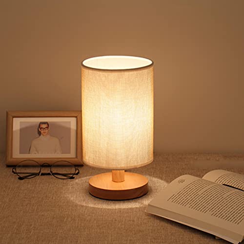 Lampe de Chevet Design E27 Finitions Supers Socle en Bois Carré Abat-jour en Tissu Lampe de Chevet Rectangulaire Ambiance Jolie lumiere Tamisée pour Chambre...
