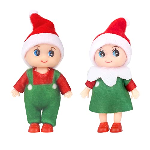 POPOYU 2 mini elfos de Natal, acessórios escarados, brinquedos para crianças, para o Natal, Ano Novo, meias