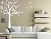 Fymural Cute Owls on Tree Wall Stickers Mural Paper for Livingroom Kid Baby Nursery Vinyl Removable DIY Decals 86.6x77.6,Pink+White