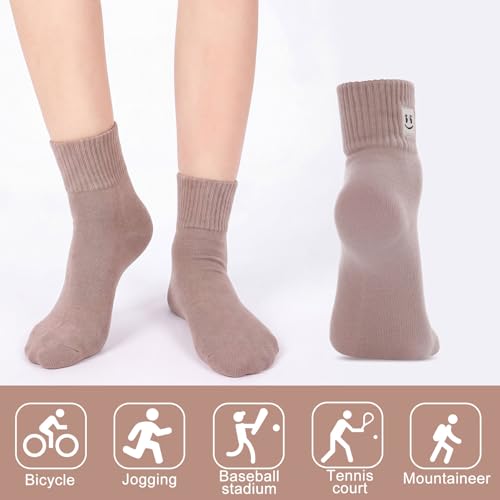 Image of Eurzom 10 Pairs Socks Womens Crew Elastic Ankle Length Cotton Socks Aesthetic Cute Lightweight Low Cut Gifts for Women