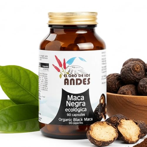 El Oro de los Andes Maca Negra - 90 Cápsulas Vegetales - Maca negra pura para libido ecológica - Para Energía y Vitalidad - 700mg por Cápsula