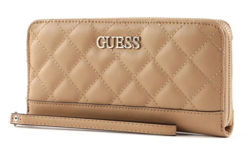 GUESS Women's Illy Large Zip-Around Clutch Wallet Beige VG797046
