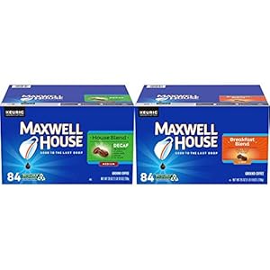 Maxwell House Decaf House Blend Medium Roast K-Cup Coffee Pods (84 Pods) & Breakfast Blend Light Roast K-Cup Coffee Pods (84 Pods)