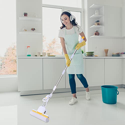 Pva Sponge Mops For Floor Cleaning Squeeze With 60" Long Handle, Self Wringing Mop With 15" Head For Kitchen Bathroom Tiles, Sponge Mops For Floor Cleaning With Wringer Dudto #TOP5