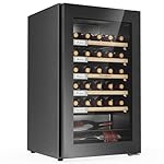 Wine Fridge, 33 Bottles Freestanding Wine Cooler, Intelligent Compressor, Frost Free, Glass Door, 41-64℉ Adjustable Digital Temperature Control, for Red, White, Champagne or Sparkling Wine