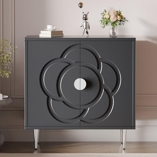 TOLEAD Storage Cabinet, Modern Sideboard Buffet Cabinet with Decorative Flower