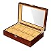 Watch storage box Massivholz mit Abnehmbarer Kleiner Displaybox für Kissenuhren, bietet Platz für 10 Uhren, mit transparenter Glasabdeckung und Sicherheitsschloss