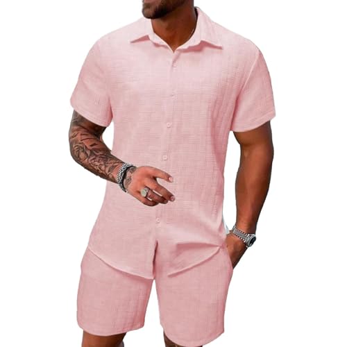 DEEX XL Pink Men's Summer Beach Outfits 2 Piece Short