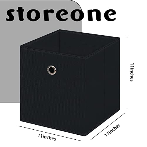 Dabeact Black Fabric Cubes Storage Containers ,11 Inch Cloth Storage Cube Foldable Storage Bins Cubes Organizer Baskets With Dual Handles For Shelf Closet Set Of 3,(Black) #TOP1