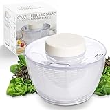 COOK WITH COLOR Electric Salad Spinner, Round 4.5L Capacity – Fast Drying & Easy Spin for Fresh Greens, Cream