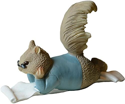 Gemmia Miniature Fairy Garden Squirrel Statue- Grandfather Reading Figurine, Learning Grandfather