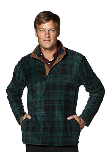 Chaps Men's Big And Tall Classic Fit Plaid Microfleece Pullover (X-Large Tall, Juniper) #TOP28