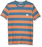 Reguläre Passform Nudie Jeans Unisex-Erwachsene Roy Stripe Slub T-Shirt, blau (Petrol Blue), X-Large