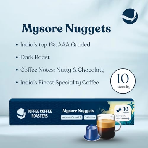 Image of Toffee Coffee Roasters | Variety Pack Coffee Pods - 20 Aluminium Coffee Capsules | Baba Budangiri & Mysore Nuggets | Nespresso Compatible |