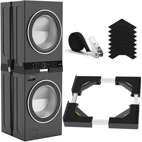 Kit De Superposition Avec Tablette Coulissante Pour Lave-Linge Sèche-Linge Standard Blanc [en.casa