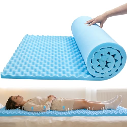 72 * 24 * 1.2inch Egg Crate Foam Pad Cuttable Egg Carton Foam Padding for Support Air Circulation Pressure Relief Weight Distribution Blue