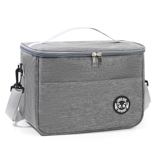 Bolsa Térmica Lancheira com Alça e Bolso Lateral – Para Marmita, Trabalho, Academia, Escola e Passeios (Cinza)