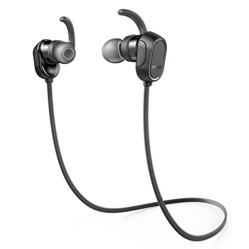 Anker SoundBuds - Auriculares Bluetooth in-ear para deporte, 8 horas de tiempo de reproducción, IPX4, resistentes a salpicaduras, para correr, entrenamiento, fitness, con micrófono, para iPhone, Android, MP3 y más (negro)