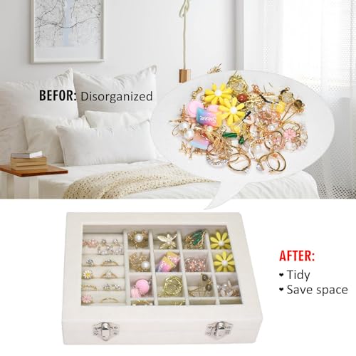 Image of Vicoter Rings Organizer Tray 7 Slots Velvet Jewelry Earring Storage Box