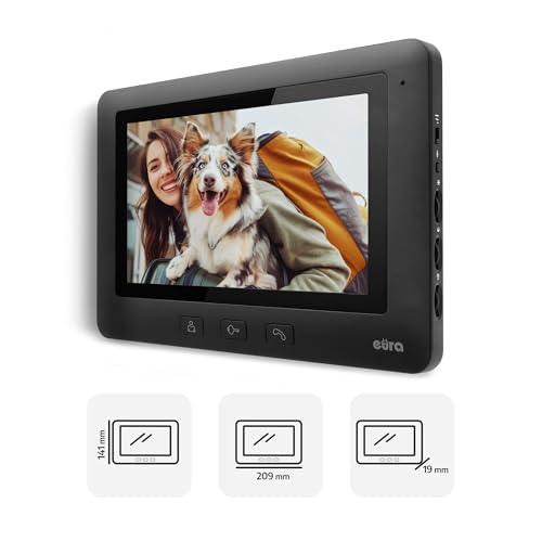Eura VDP-45A3 Alpha Video-Türsprechanlage Gegensprechanlage 4 Draht, 7-Zoll-Farbmonitor, Schwarz, 2 Monitore