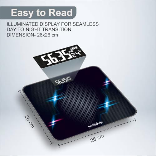 Image of Healthgenie Weight Machine for Body Weight Thick Tempered Glass LCD Display With 3 Years Warranty Weighing Scale Thunder Hives