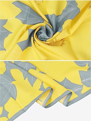 Women Floral Contrast Color Square Scarf, 35" Large Silk Feeling Satin Scarves Head Wrap Bandanas4