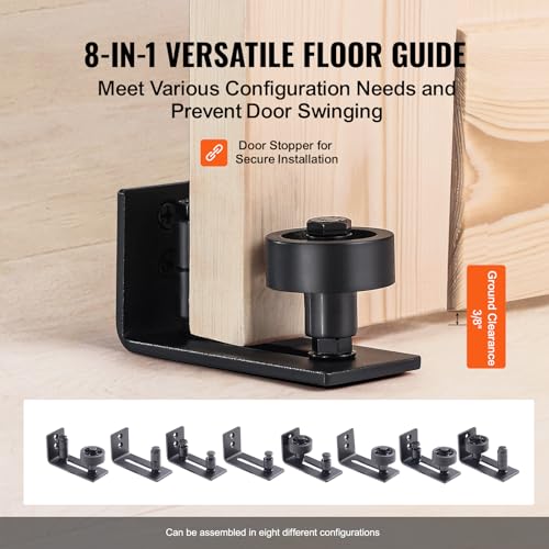 VEVOR Scheunentor und Hardware-Set Schiebetürsystem, 762 x 2133,6 mm Holz-Schiebetor, sanft und leise, Scheunentor-Set mit 8-in-1-Bodenführung und Türgriff, Fichtenholz-Platte